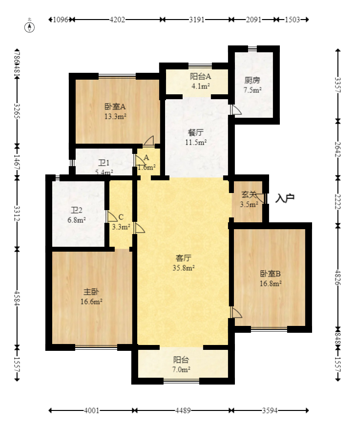 汀湘十里  3室2厅2卫   87.60万室内图1