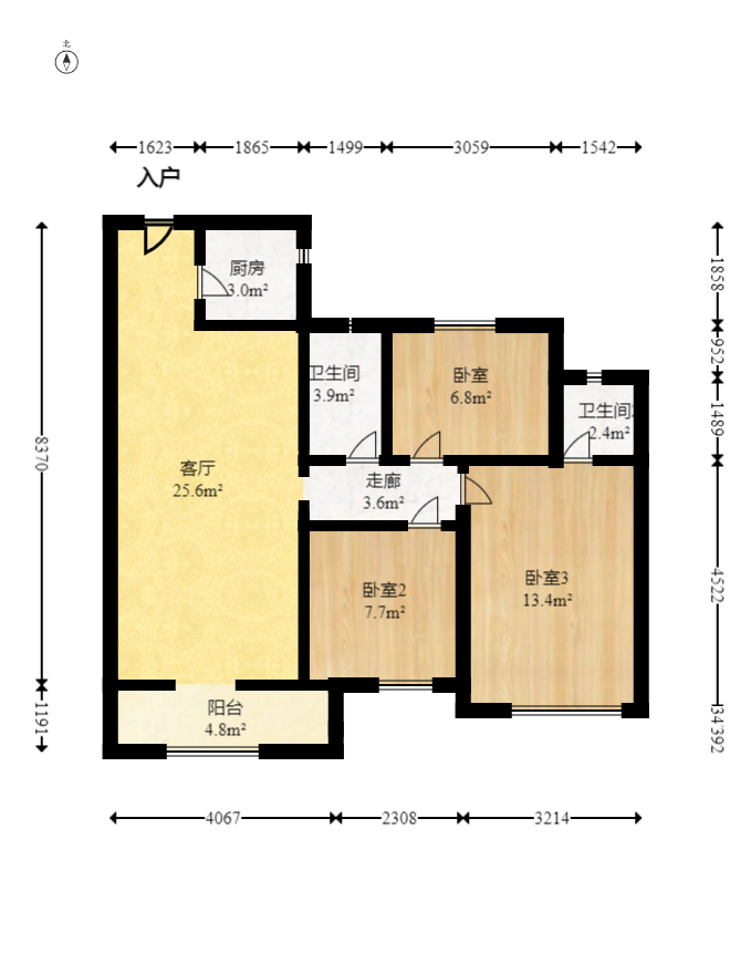 华远海蓝郡  3室2厅1卫   52.80万室内图1