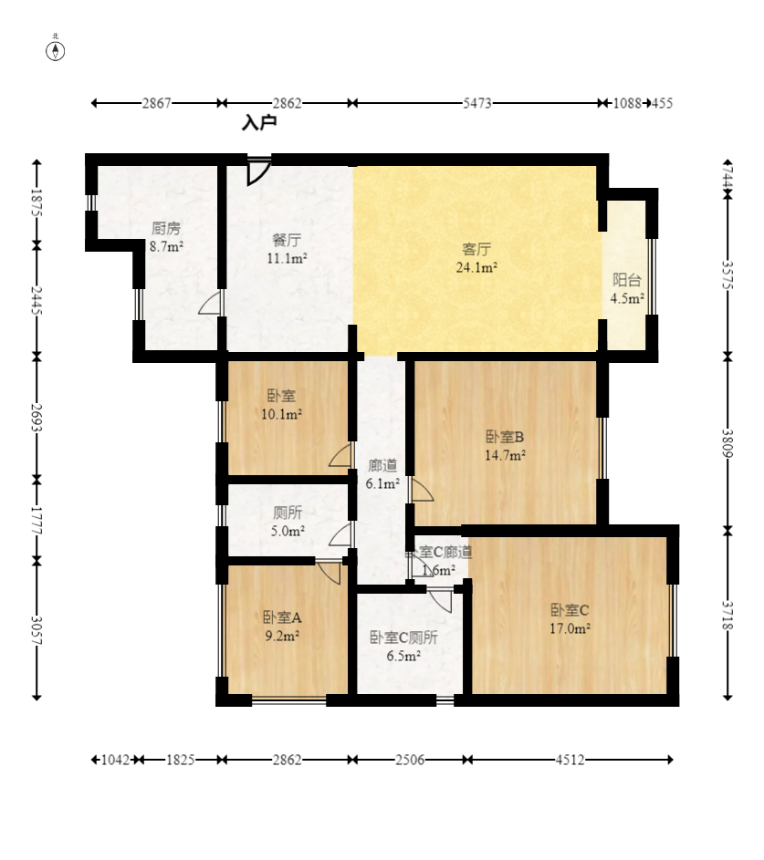 奥克斯滨仕花园（奥克斯洋湖广场/奥克斯中心）  4室2厅2卫   170.00万室内图1