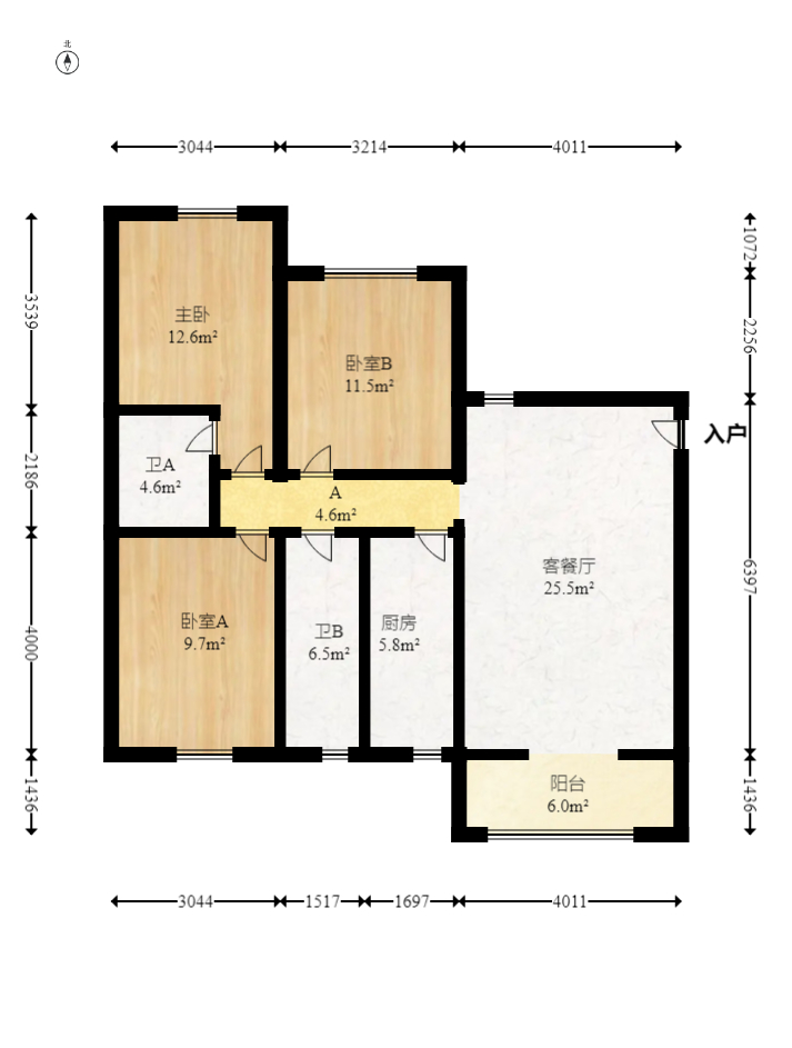 保利西海岸B区  3室2厅2卫   172.00万室内图1