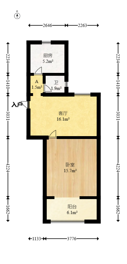 蒋家垅社区  1室1厅1卫    30.0万室内图1