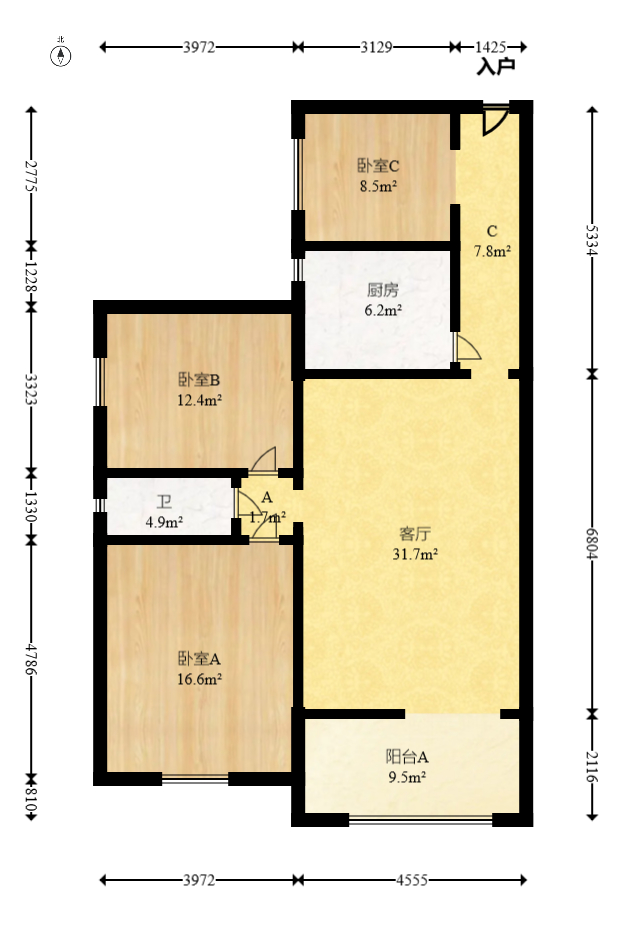 才子佳苑一期/二期  3室2厅1卫   82.80万室内图1