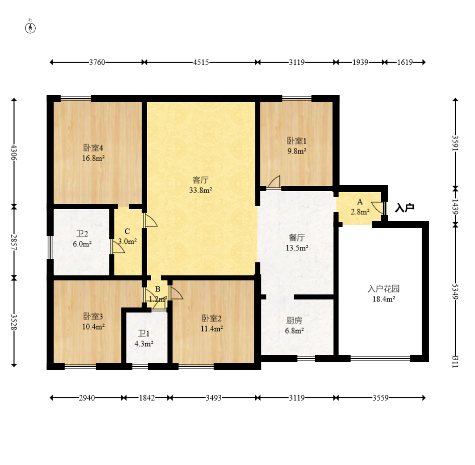 亚华香舍花都 4室2厅2卫 129.8万 亚华香舍花都 4室2厅2卫 129.8万客厅