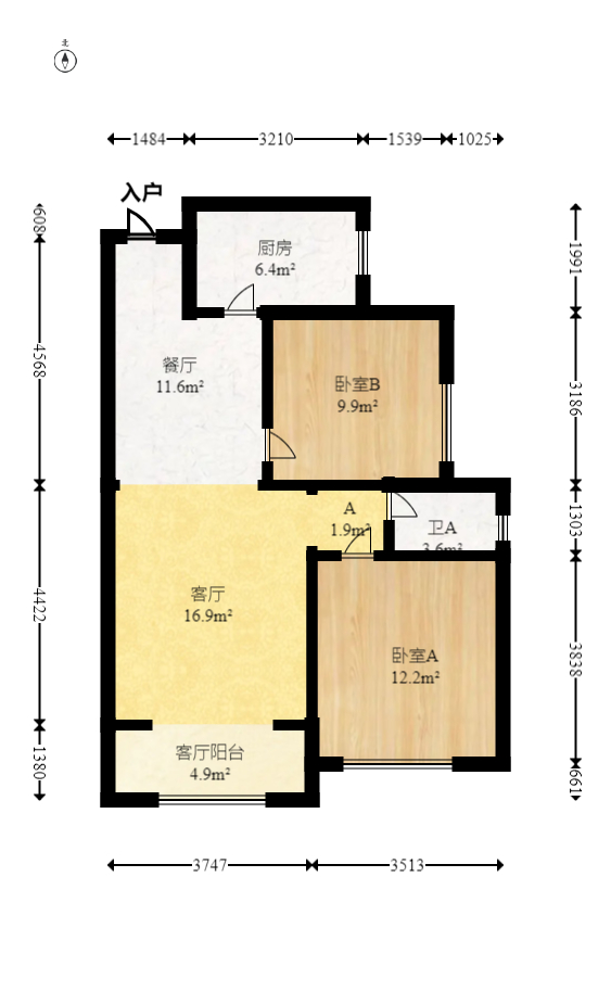 钰龙天下一期  2室2厅1卫   227.00万室内图1