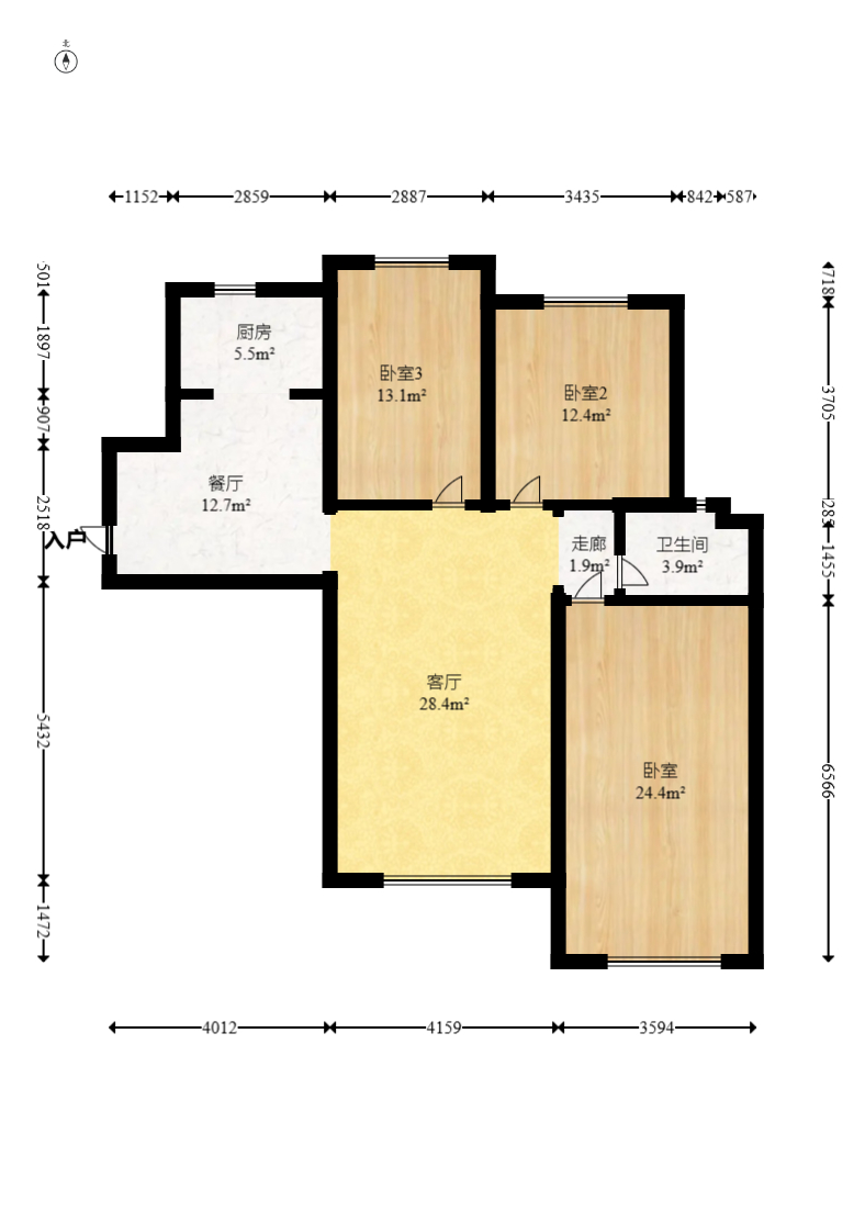 紫御江山  3室2厅1卫   88.00万室内图1