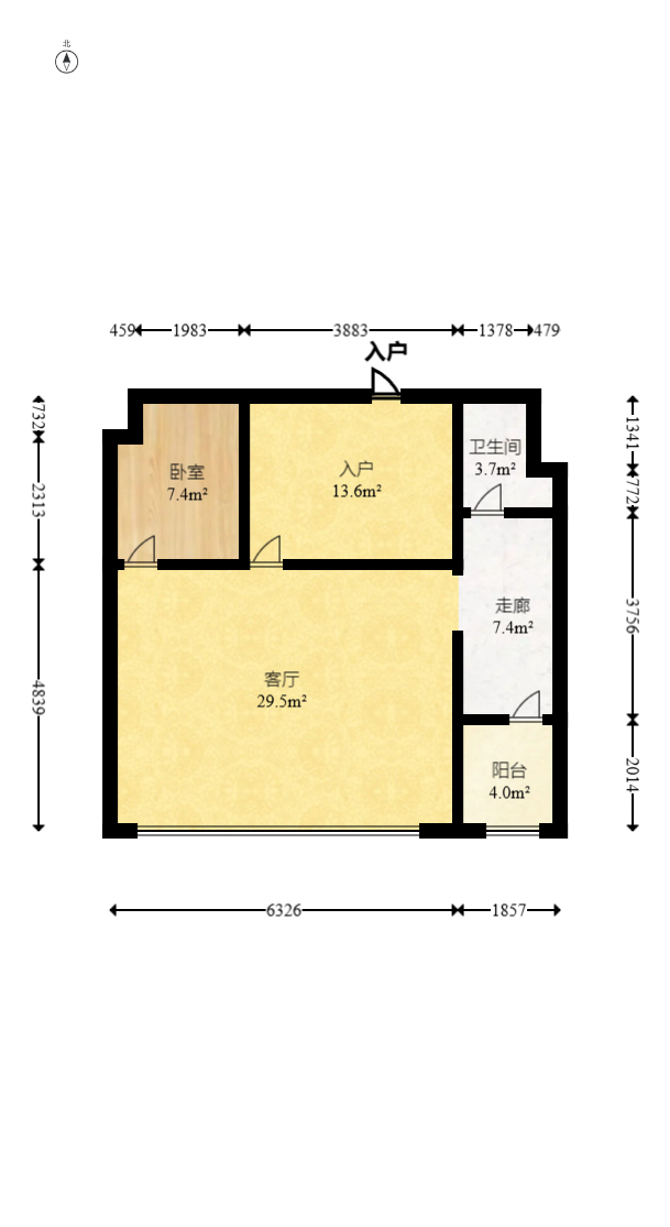 东岸城邦  2室2厅1卫   62.00万室内图1