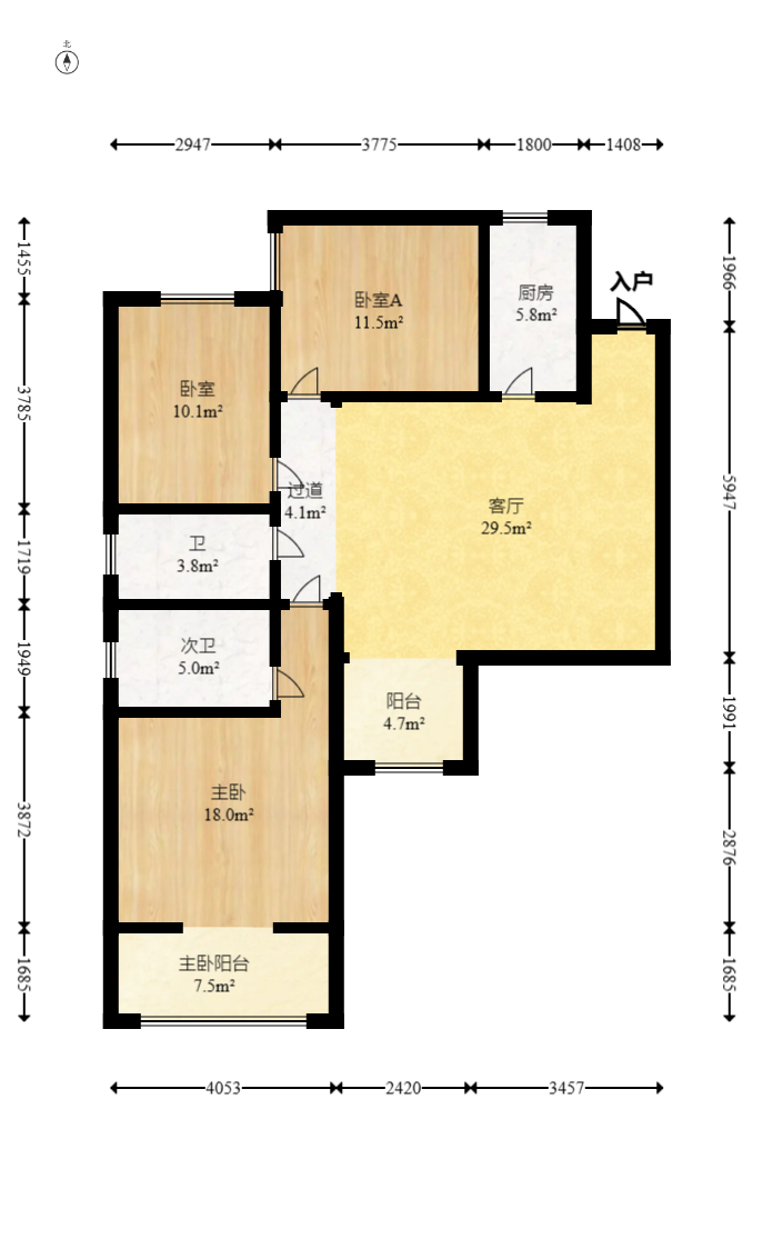 锦璨家园  3室2厅2卫   59.80万室内图1