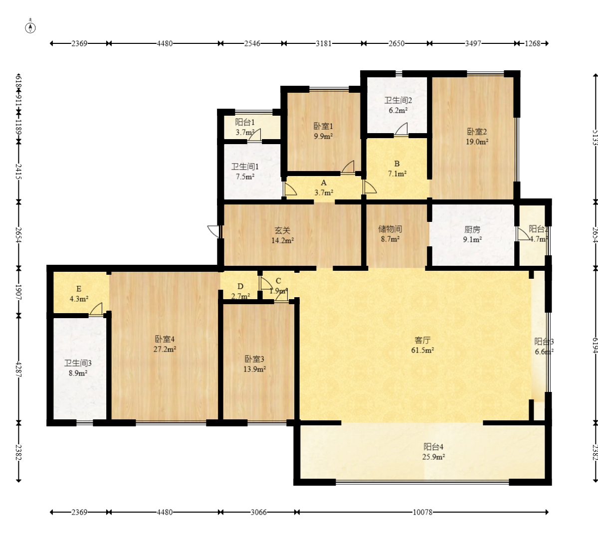 越秀湘江星汇城三期 4室2厅3卫 303.8万 越秀湘江星汇城三期 4室2厅3卫 303.8万客厅