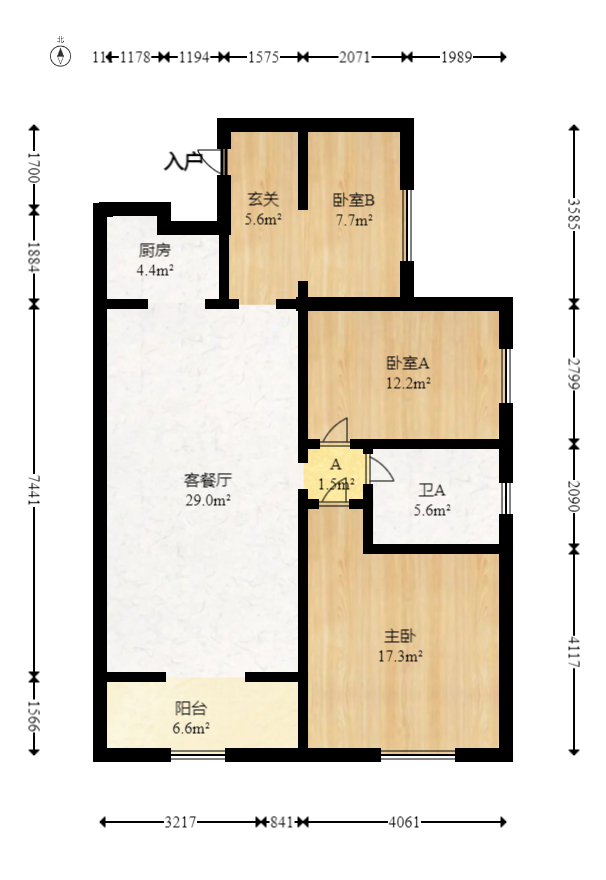 景秀江山  3室2厅1卫   130.00万室内图1