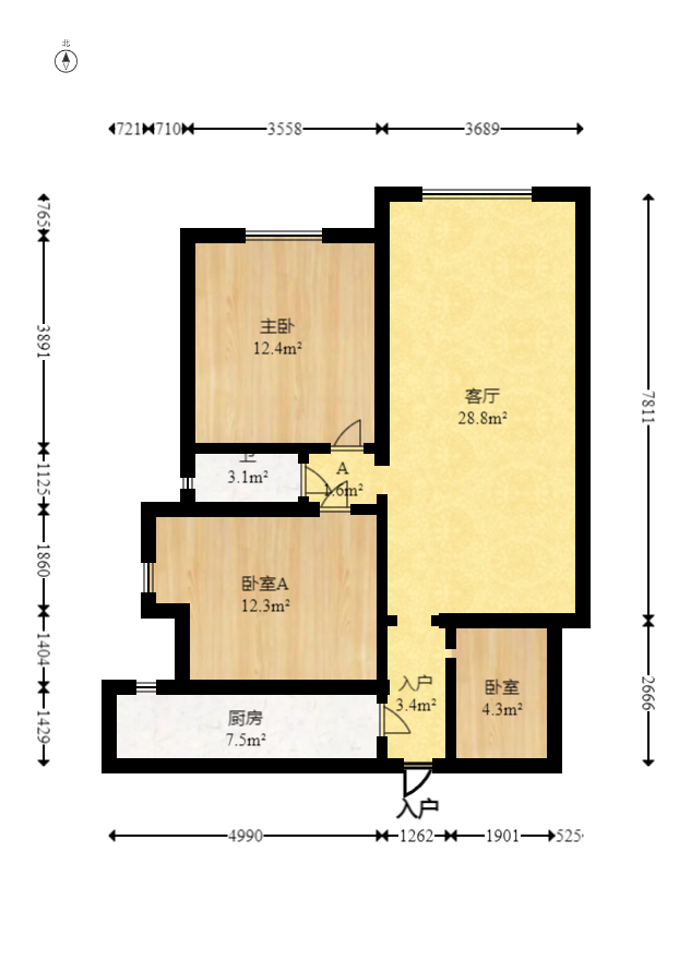 新长海广场  2室2厅1卫    47.99万室内图1