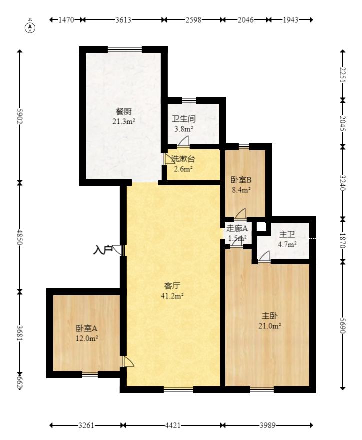 九峰拾號院  3室2厅2卫   217.00万室内图1