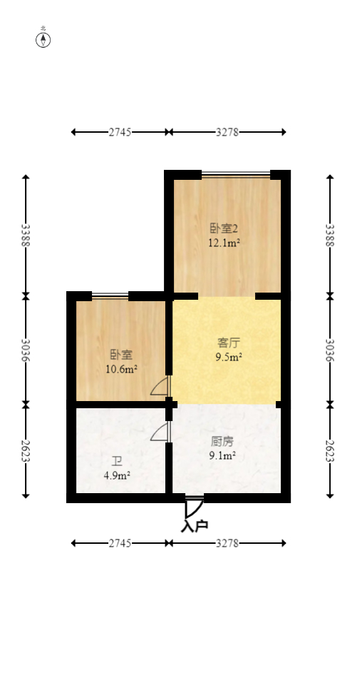 鑫远御文台一期  2室1厅1卫   54.00万室内图1