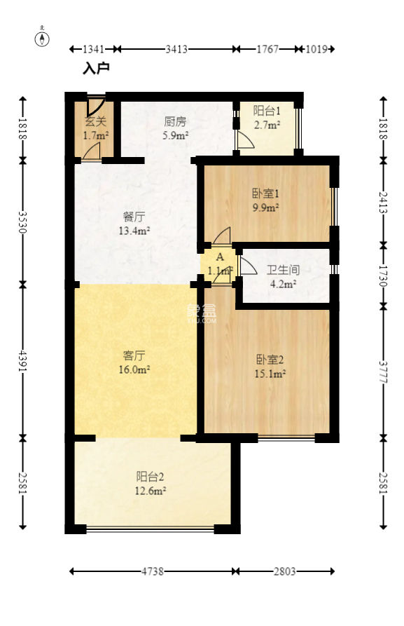 时代倾城二期  2室2厅1卫    73.0万
