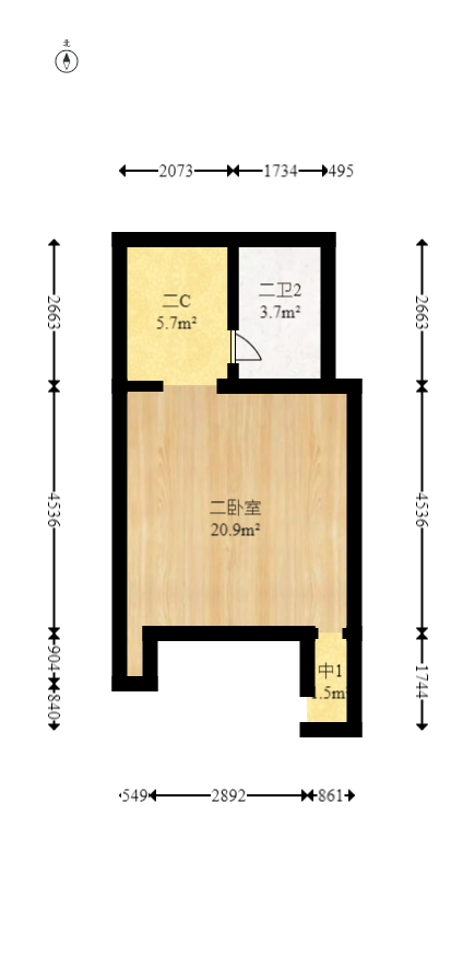 洋湖时代  1室1厅1卫   30.00万室内图1