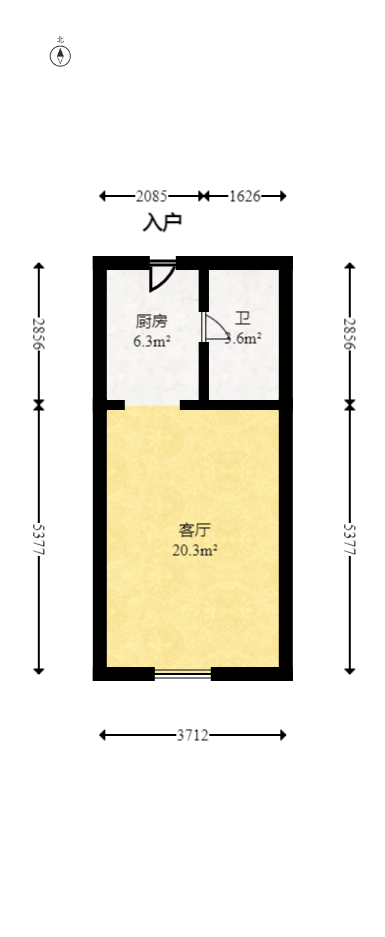 长房时代城  1室1厅1卫   28.80万室内图1