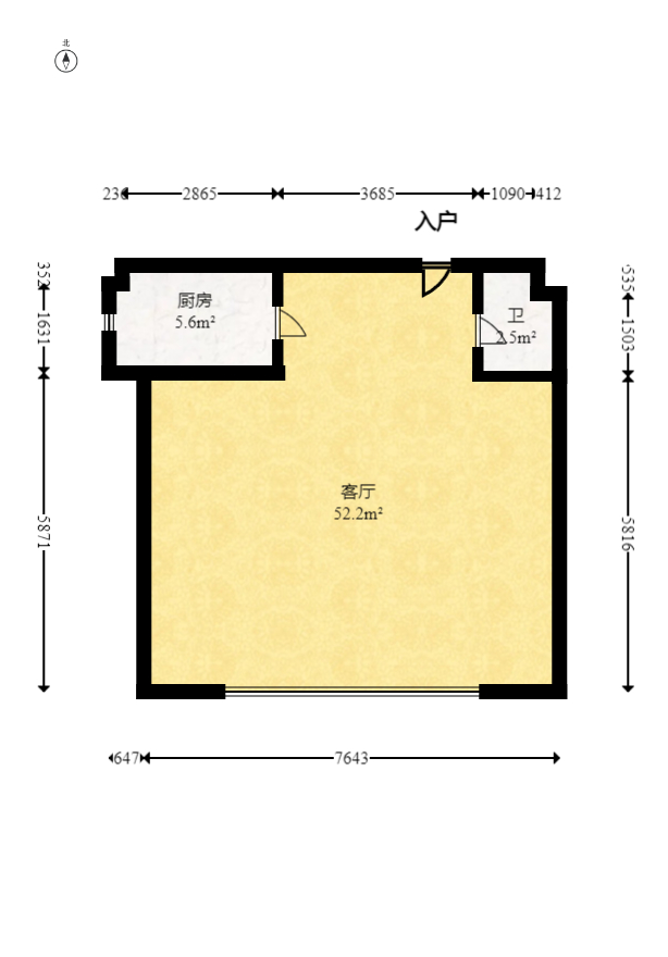 嘉汇公馆  2室1厅1卫   64.00万室内图1