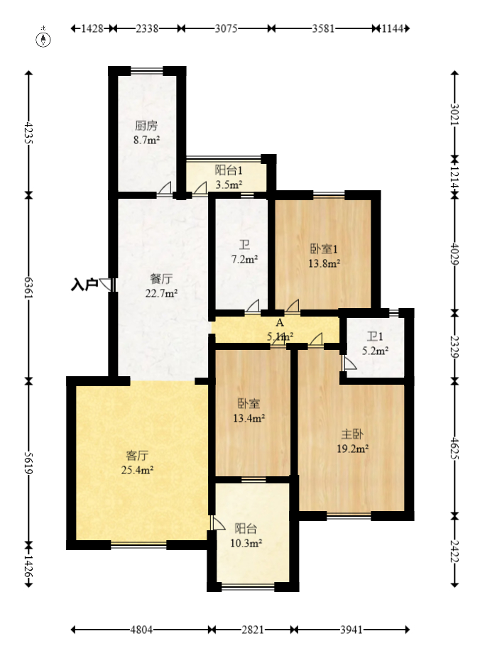 红树湾  1室2厅1卫   80.80万室内图1
