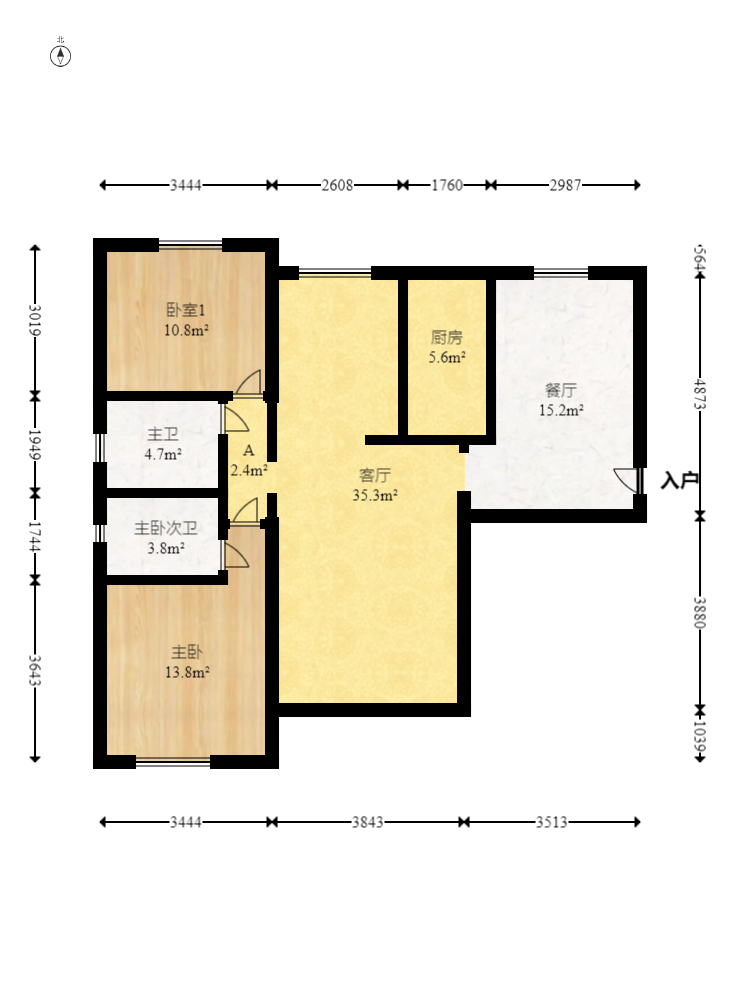 保利香槟国际  3室2厅2卫    88.0万室内图1