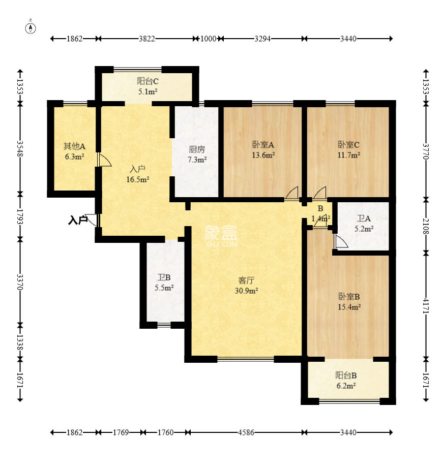 森林城  4室2厅2卫   155.00万
