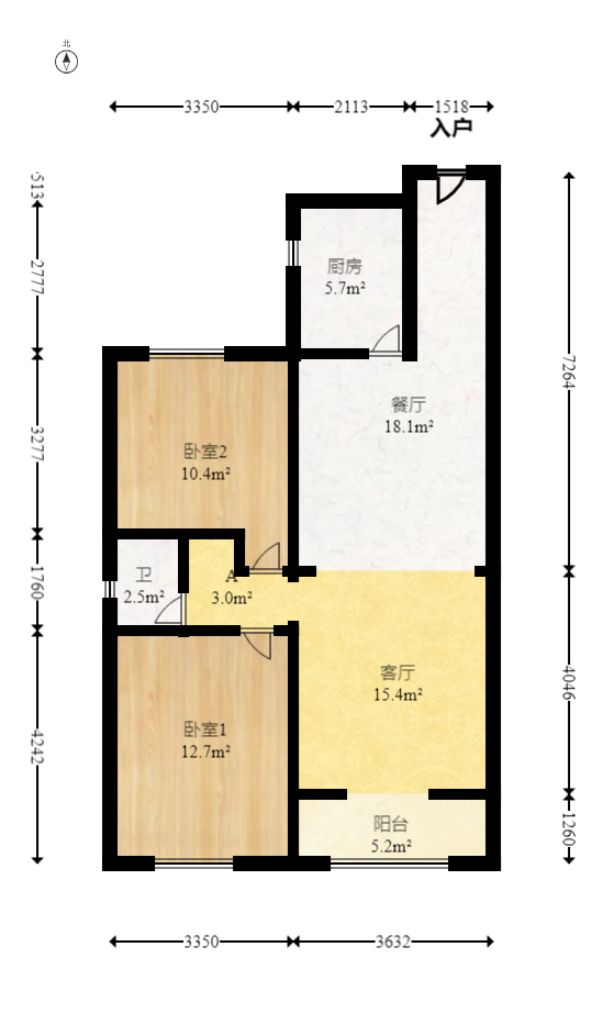 兴威帕克水岸  2室2厅1卫   70.80万室内图1