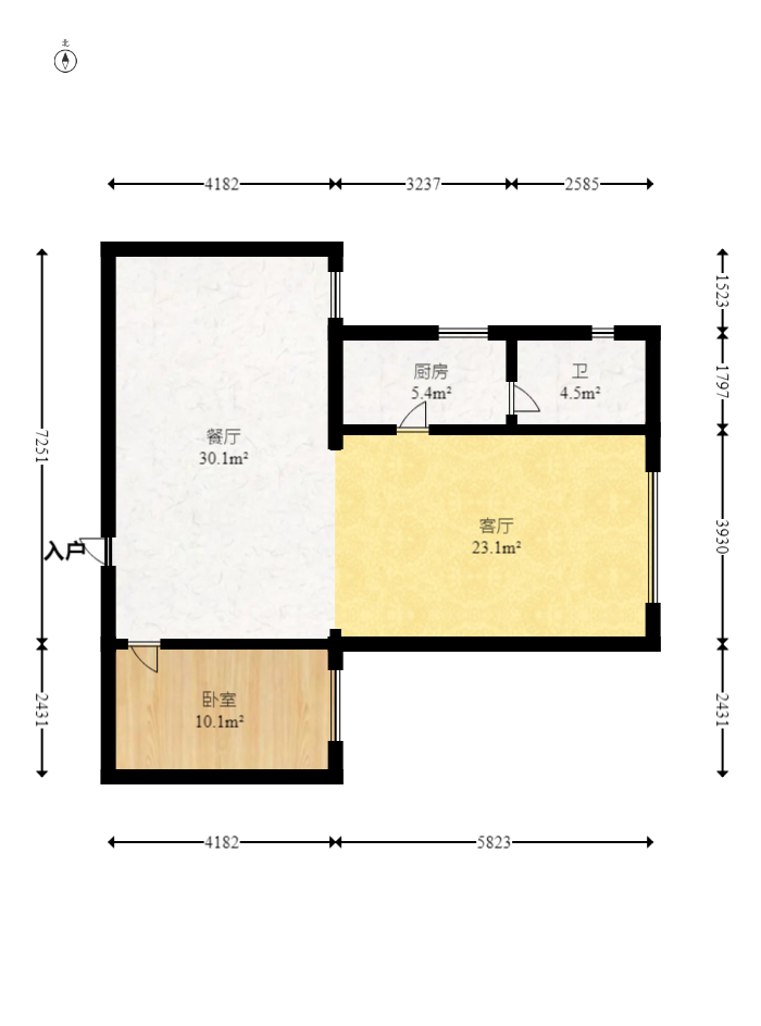 巧克力空间（建鸿达现代大厦）  1室1厅1卫   65.00万室内图1