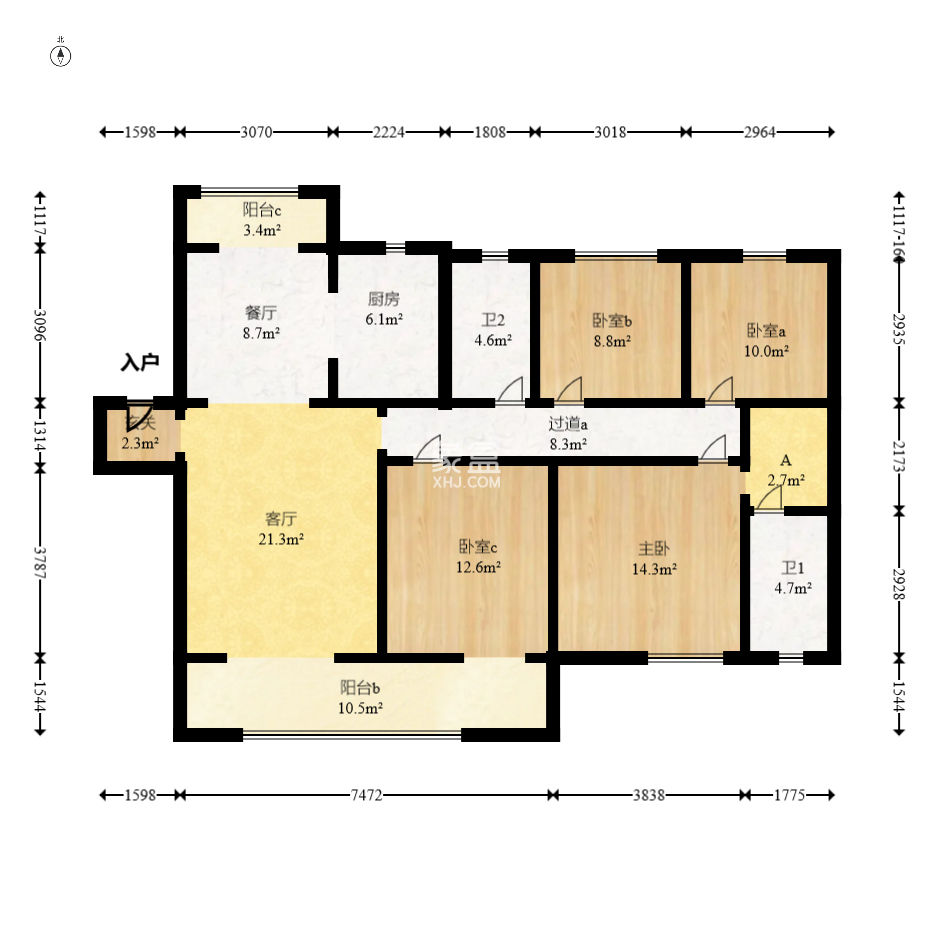 大汉汉府一期  4室2厅2卫    86.0万