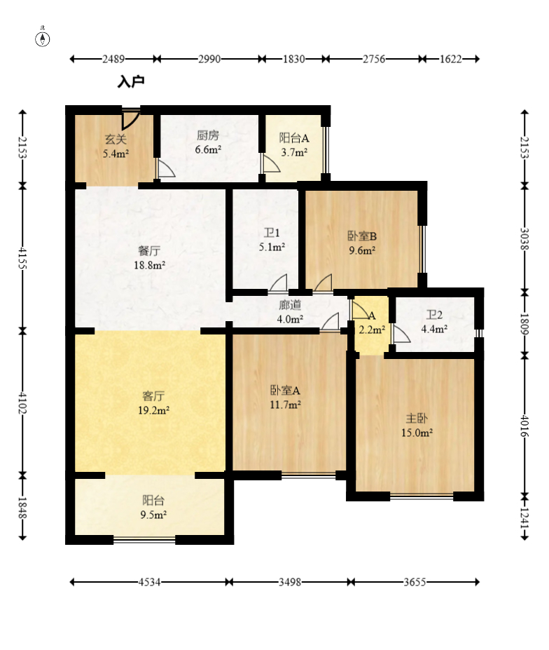 江山帝景雅典  3室2厅2卫   125.00万室内图1