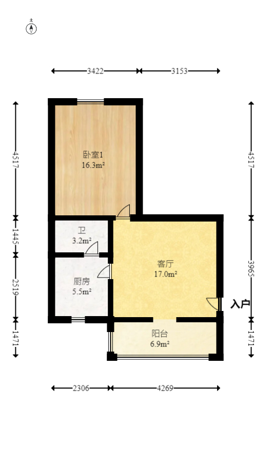 砂子塘社区  1室1厅1卫   40.00万室内图1