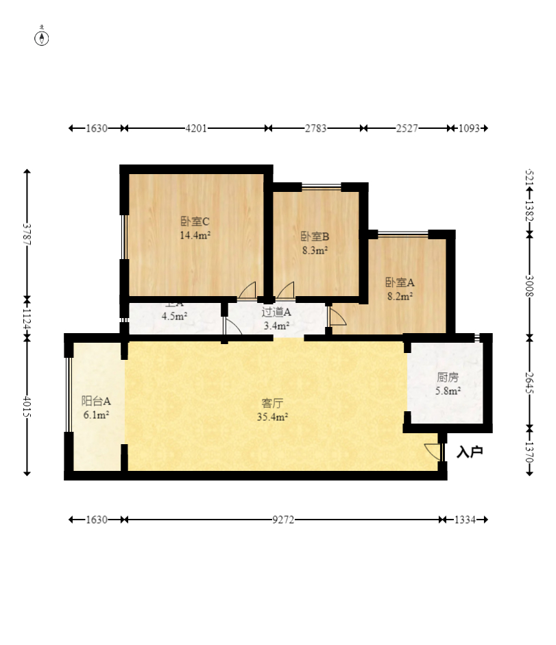 中建嘉和城  3室2厅1卫   122.00万室内图1