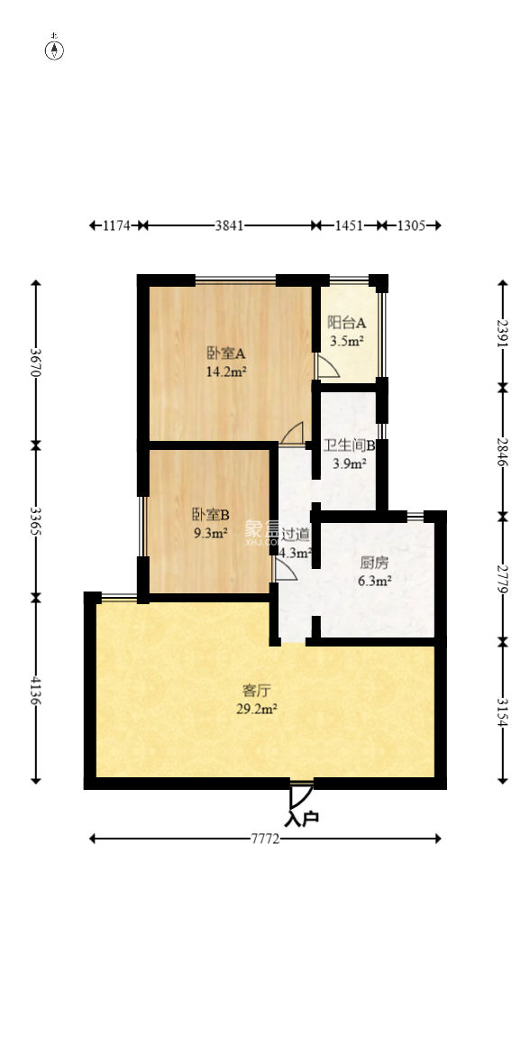 宏澤佳園  2室2廳1衛(wèi)   118.00萬