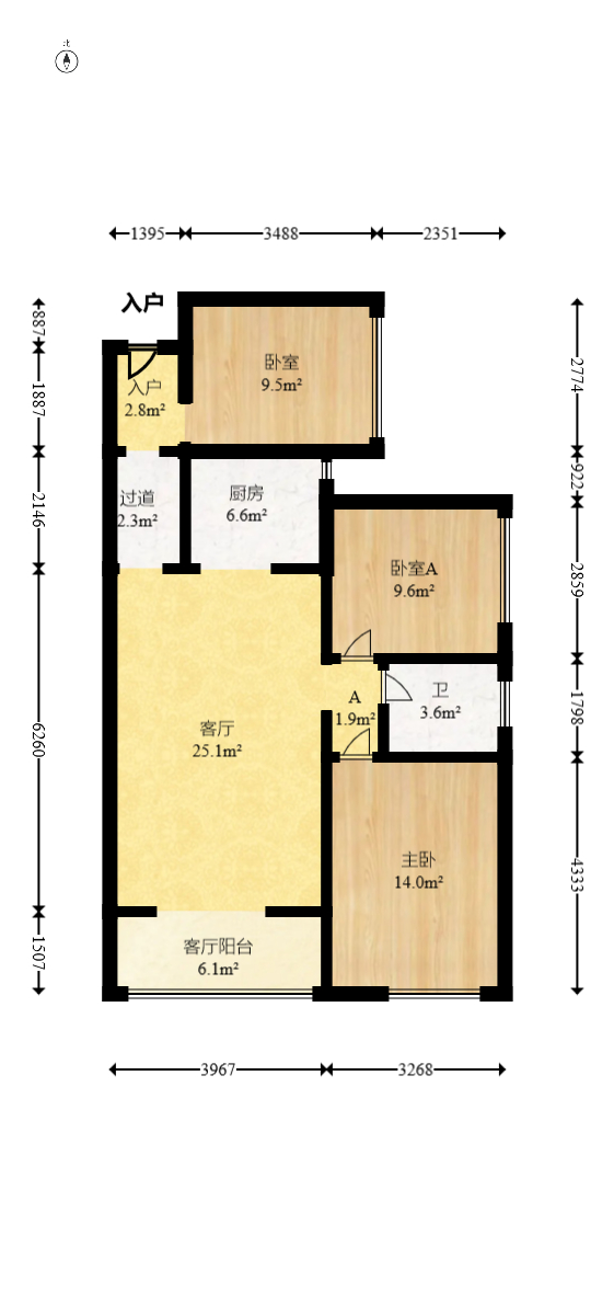 筑梦佳园  3室2厅1卫   62.80万室内图1