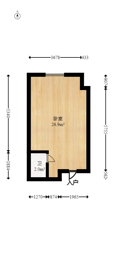 宇成开福广场  1室1厅1卫   33.00万室内图1