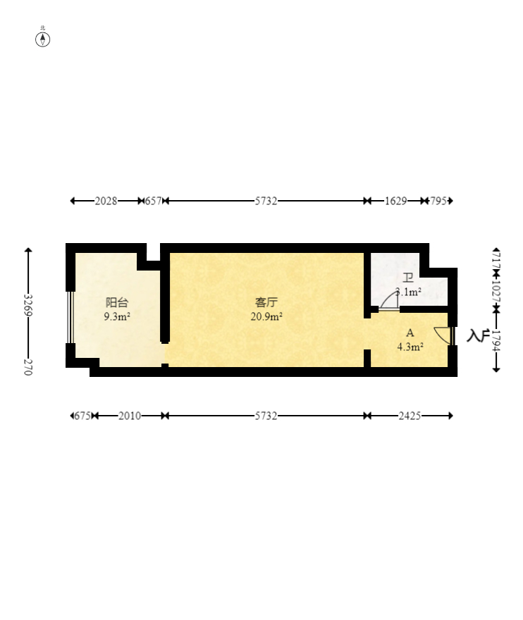 博雅例外 1室1厅1卫 28.8万 博雅例外 1室1厅1卫 28.8万客厅