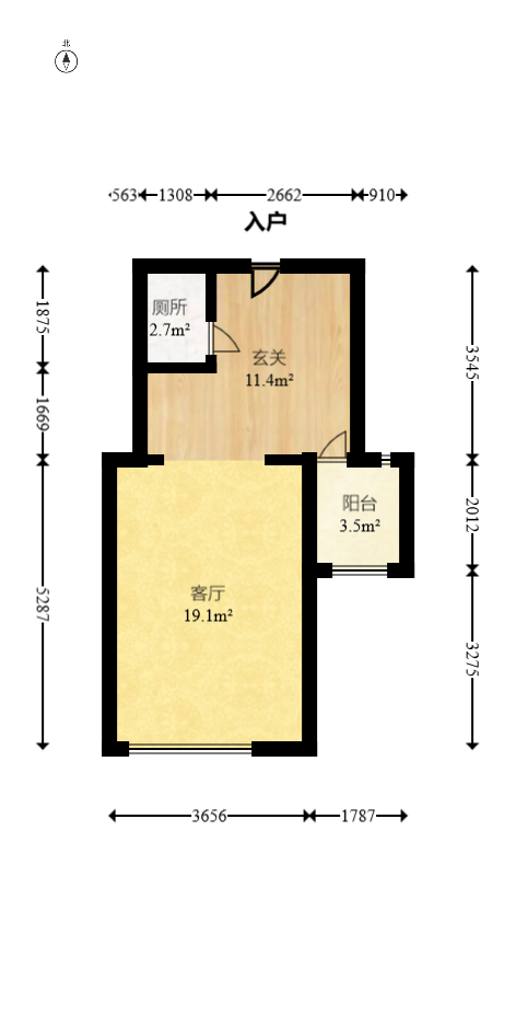 合能洋湖公馆  1室1厅1卫   29.00万室内图1