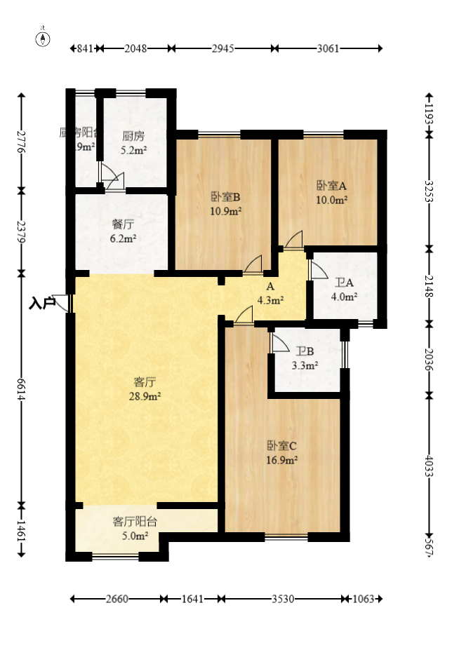 当代滨江MOMA  3室2厅2卫   157.00万室内图1