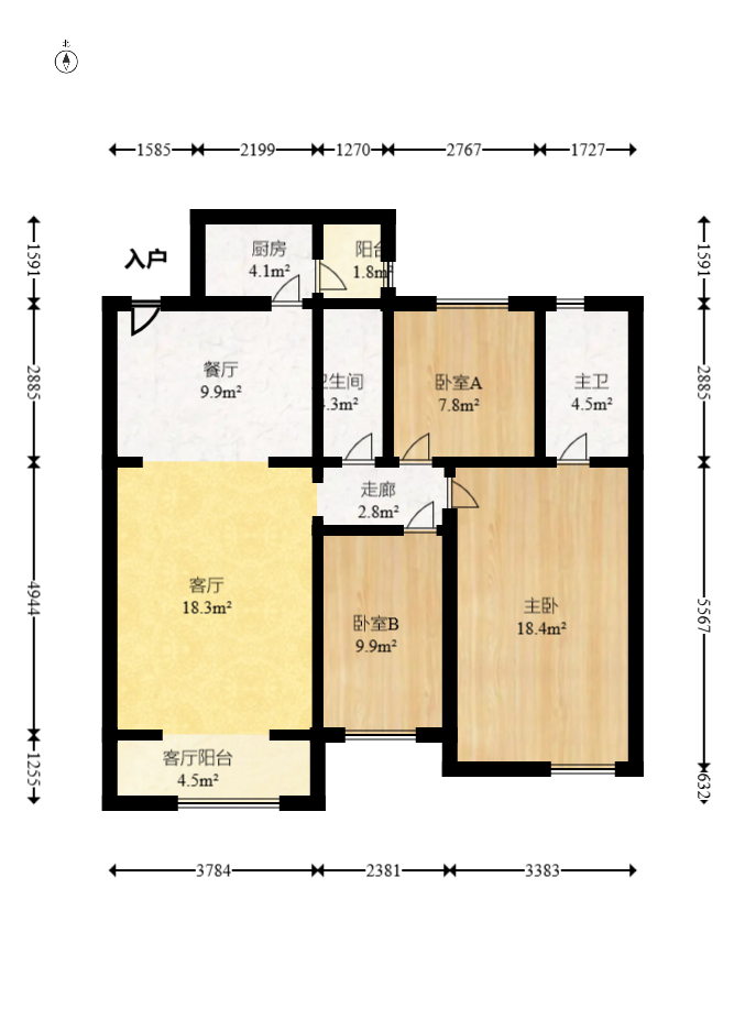 中建芙蓉嘉苑  3室2厅2卫   96.00万室内图1