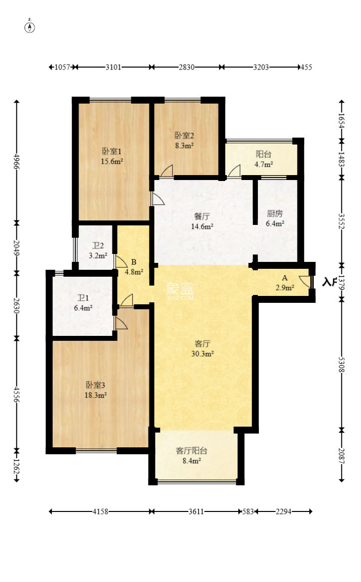鑫远湘府华城  3室2厅2卫   130.00万