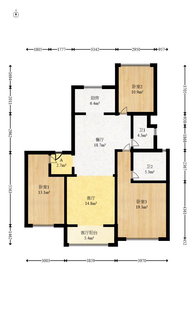 旭辉华宇南宸府  3室2厅2卫    162.0万 旭辉华宇南宸府  3室2厅2卫    162.0万户型图