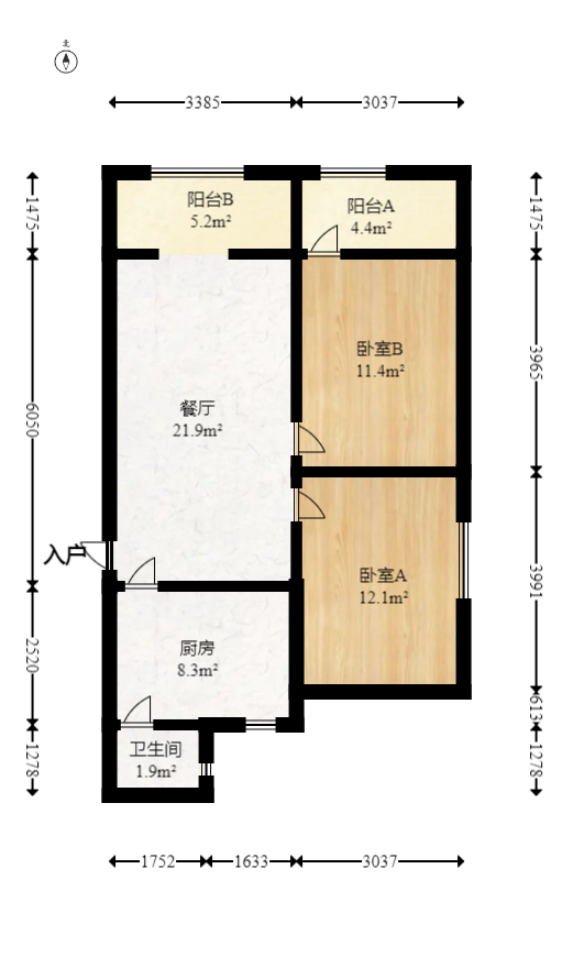 杏花苑  2室1厅1卫   47.00万室内图1