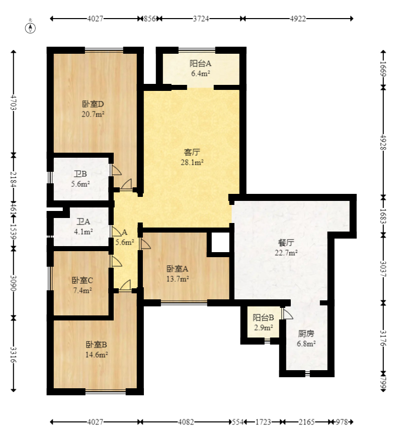恒大雅苑  4室2厅2卫   165.00万室内图1