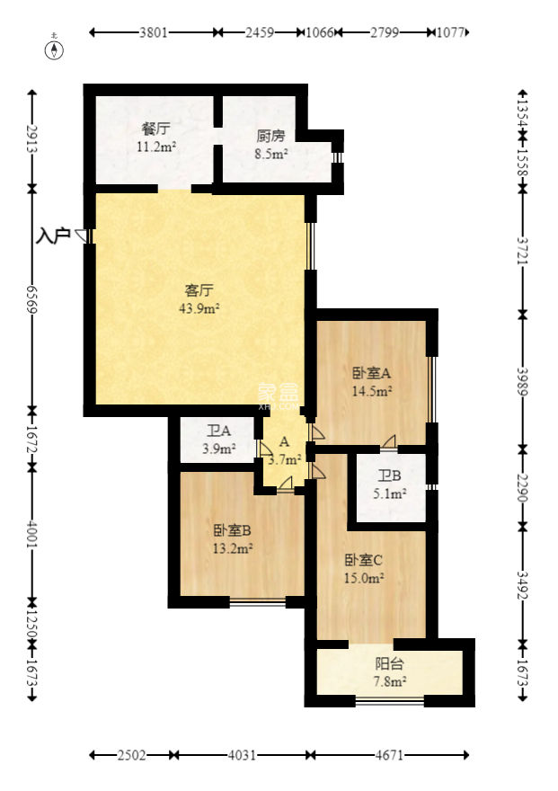 人保财产湖南分公司宿舍  3室2厅2卫   170.00万