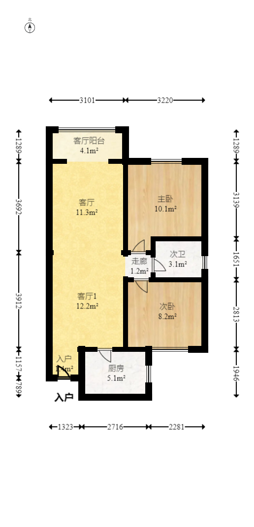 道客和悦坊  3室1厅1卫   160.00万室内图1