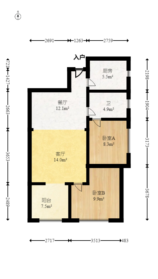 佛奥康桥水岸 2室2厅1卫 25.0万 佛奥康桥水岸 2室2厅1卫 25.0万户型图