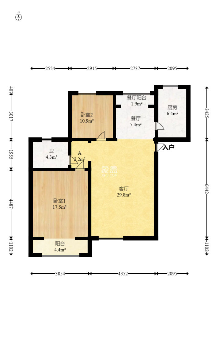 天和家園  2室2廳1衛(wèi)   65.20萬