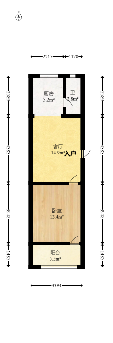 赤岗小区（一二三片）  1室1厅1卫    40.0万室内图1