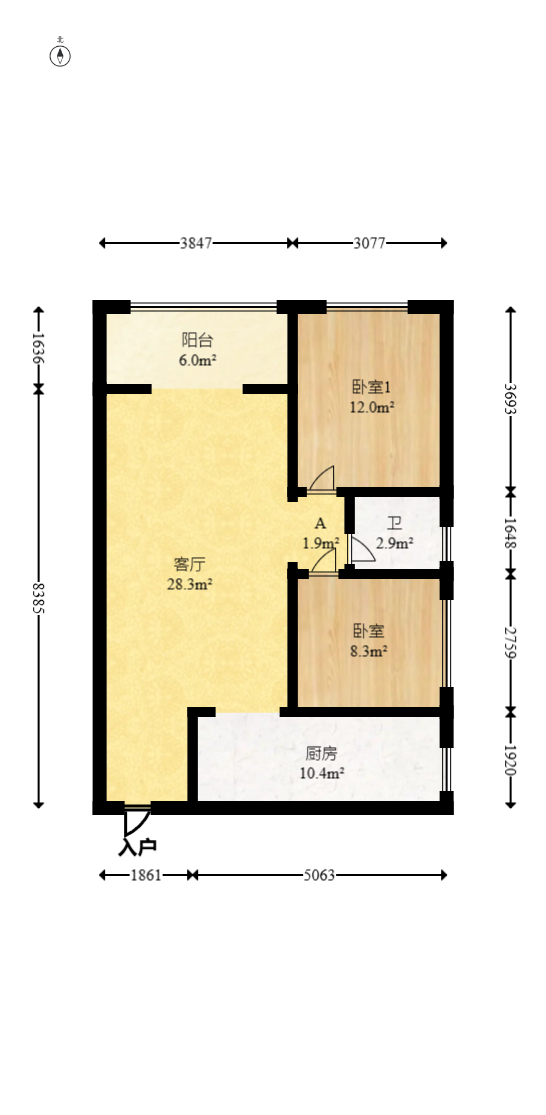 芒果天地(芒果雅苑)  2室2厅1卫   74.00万室内图1