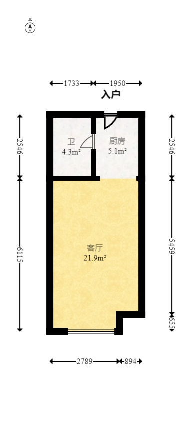 佳兆业云顶梅溪湖（佳兆业梅溪荟）  1室1厅1卫   50.00万室内图1