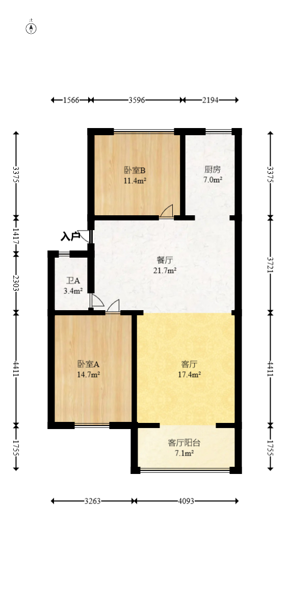 好家园  2室2厅1卫   60.00万室内图1
