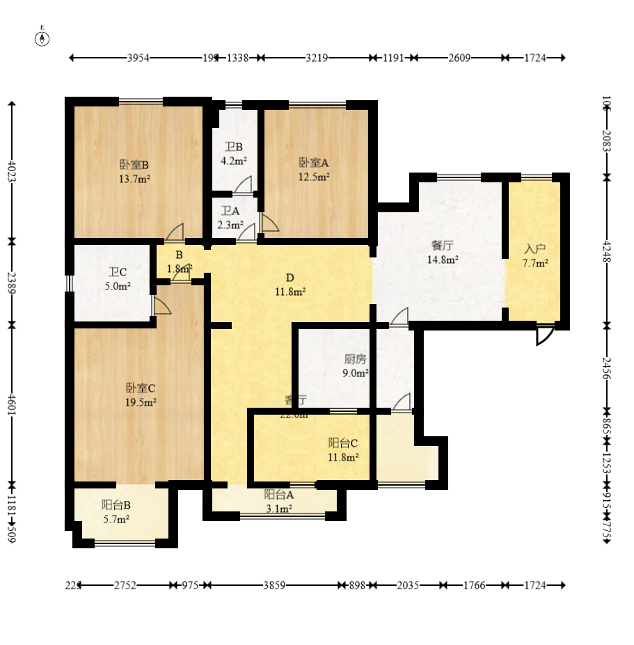 华盛世纪新城  3室2厅2卫   108.80万室内图1