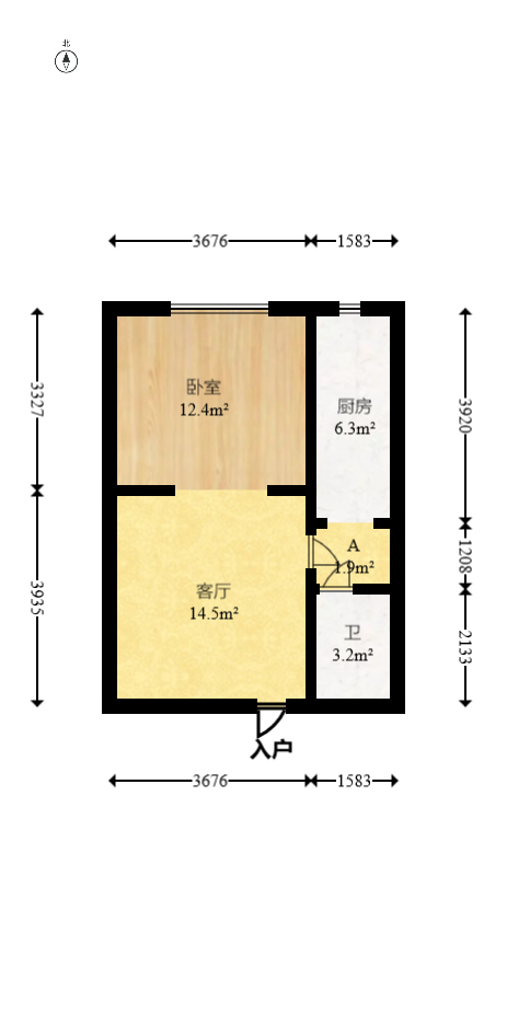 水墨林溪  1室1厅1卫   42.80万室内图1